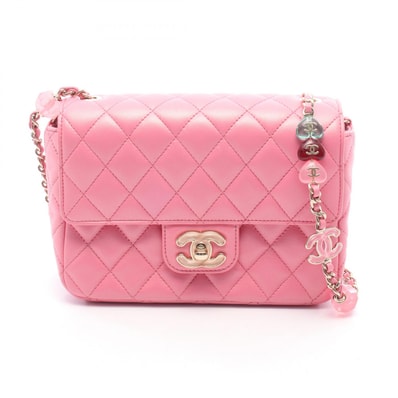 シャネル CHANEL マトラッセ ミニフラップバッグ ショルダーバッグ バッグ レザー レディース ピンク系 【中古】
