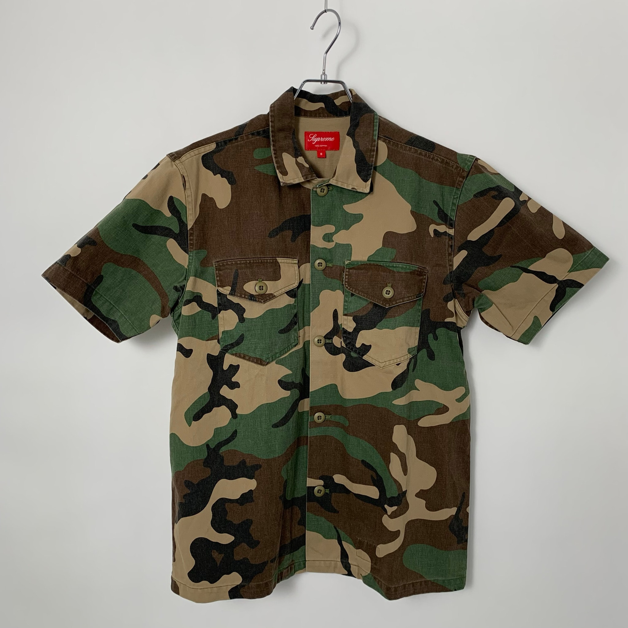 Supreme 13SS 2 Pocket Military Short Sleeve Shirt Camo