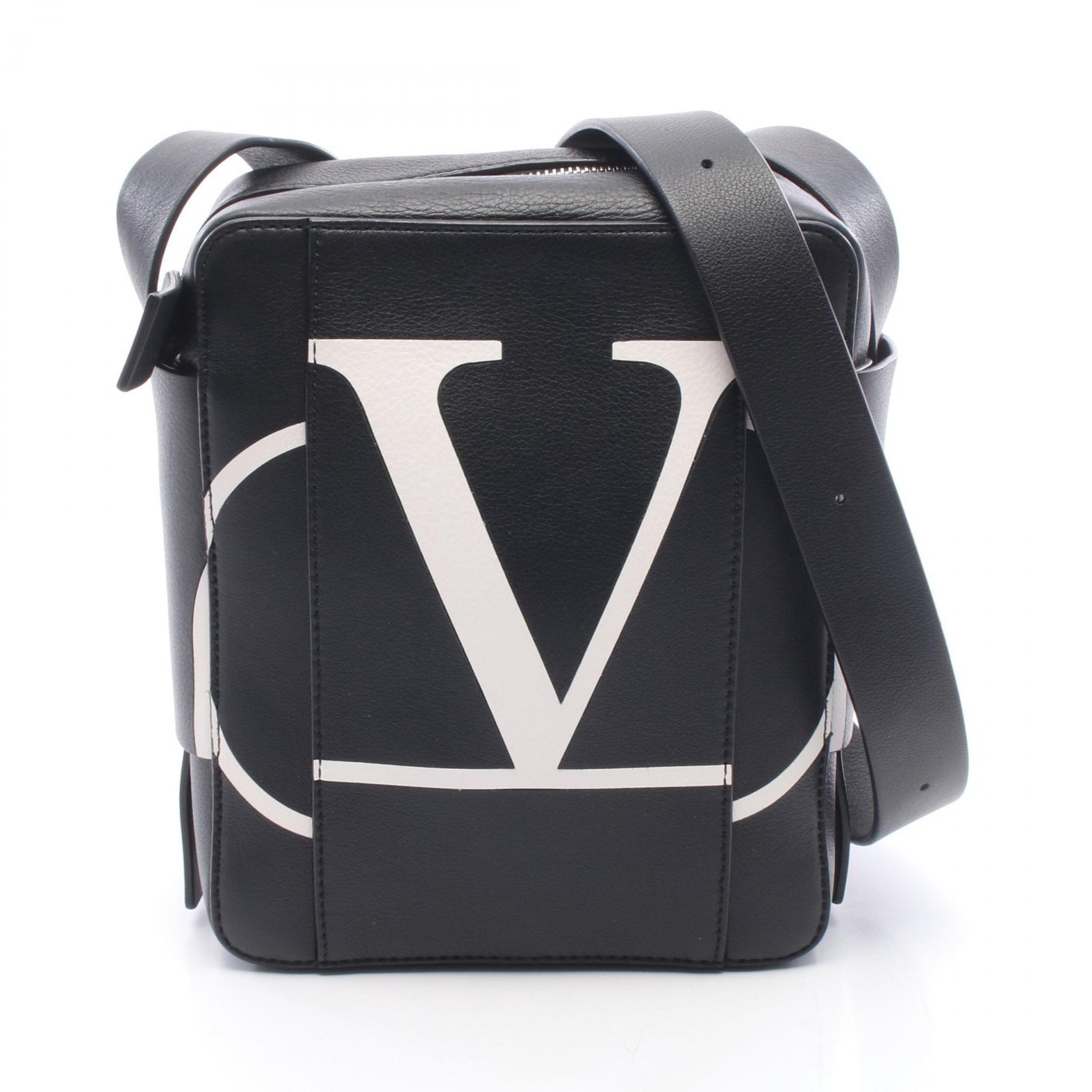 ヴァレンティノ・ガラヴァーニ Valentino Garavani Vロゴ メッセンジャーバッグ ショルダーバッグ バッグ レザー メンズ ブラック系 / ホワイト系 【中古】