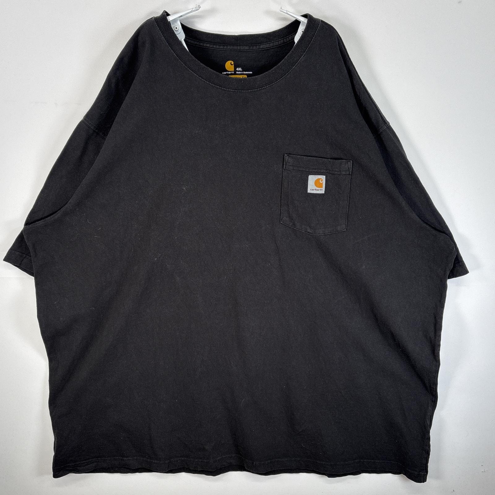 古着 カーハート Carhartt 半袖Tシャツ 大きいサイズ ワンポイント ロゴ 肉厚 4XL  ブラック 無地 メンズ