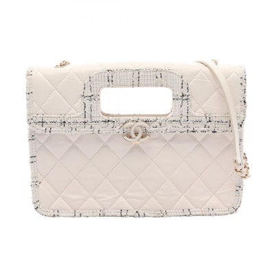 シャネル CHANEL マトラッセ 2WAY ショルダーバッグ バッグ カーフ(牛革) ファブリック レディース ホワイト系 / ブラック系 【中古】