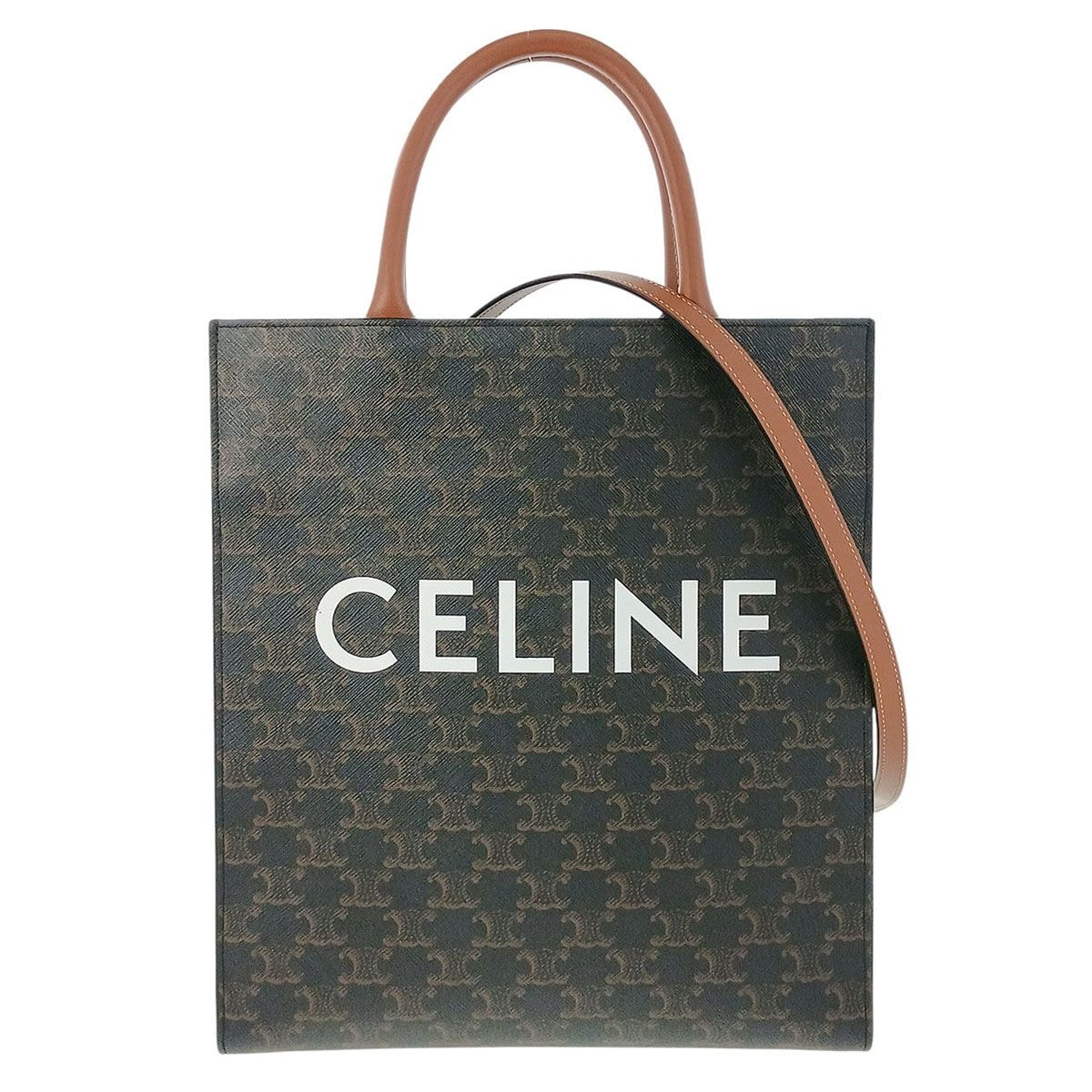 CELINE セリーヌ スモール バーティカル カバ 2WAY トートバッグ 191542 PVC ブラウン  レディース【中古】
