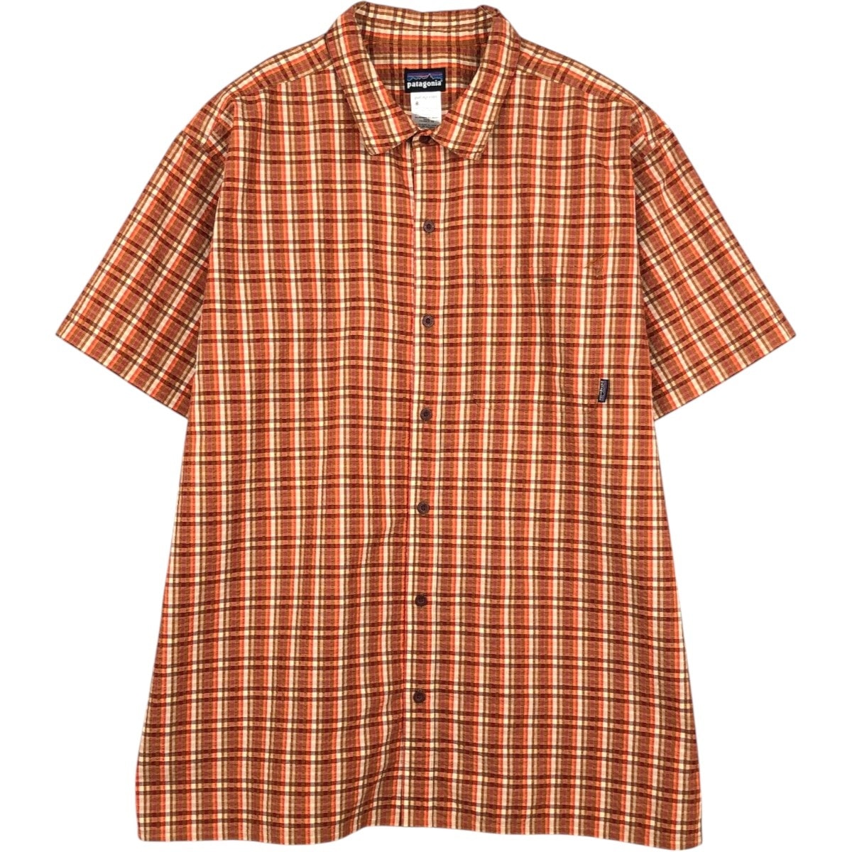 古着 パタゴニア Patagonia 53001SP11 チェック柄 シアサッカー 半袖 ポリコットンシャツ ボックスシャツ メンズXXL相当/eaa660989
