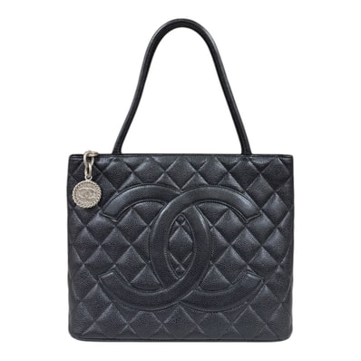 シャネル 復刻トート トートバッグ キャビアスキン ブラック レディース CHANEL 中古