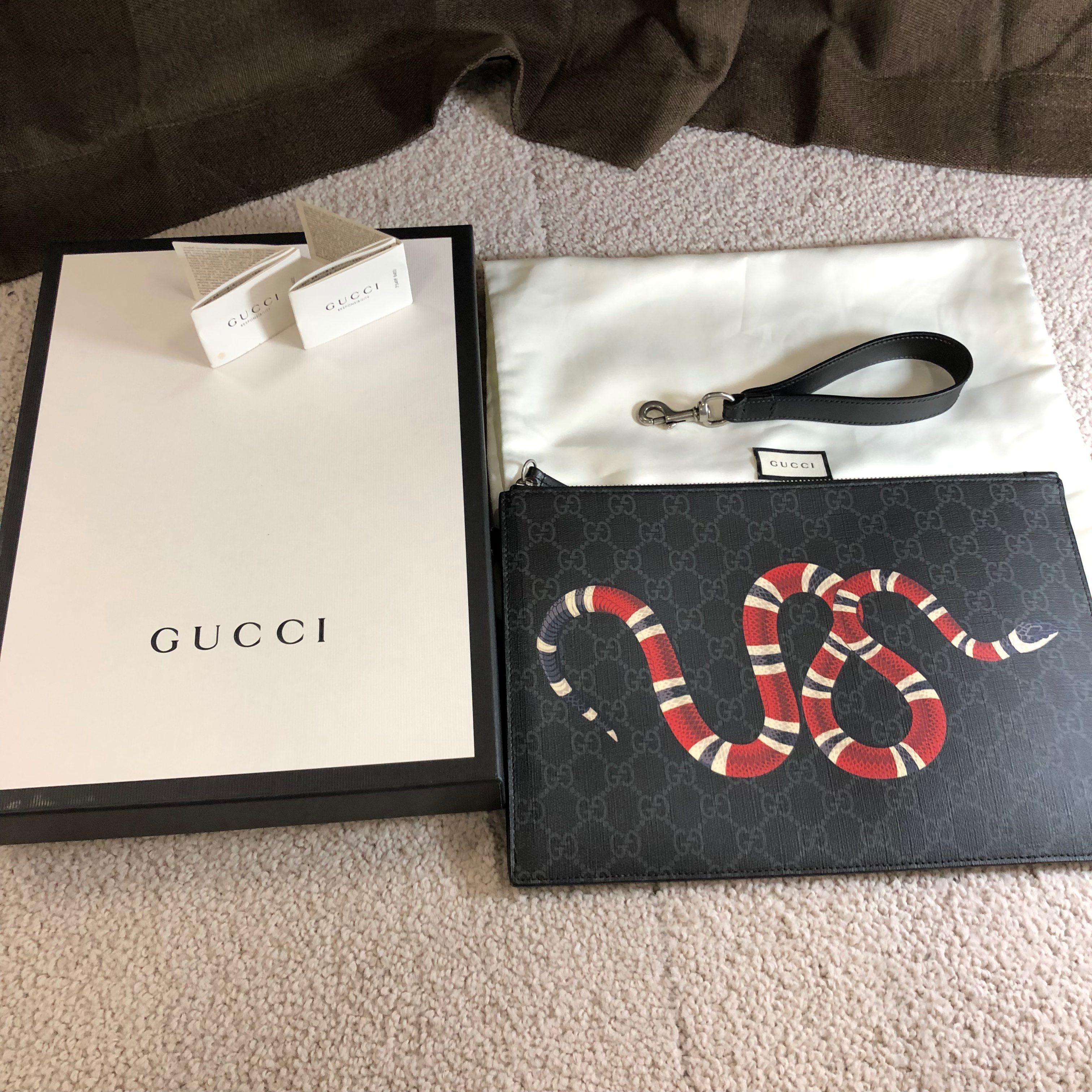 GUCCI Bestiary Pouch With Kingsnake "Black"