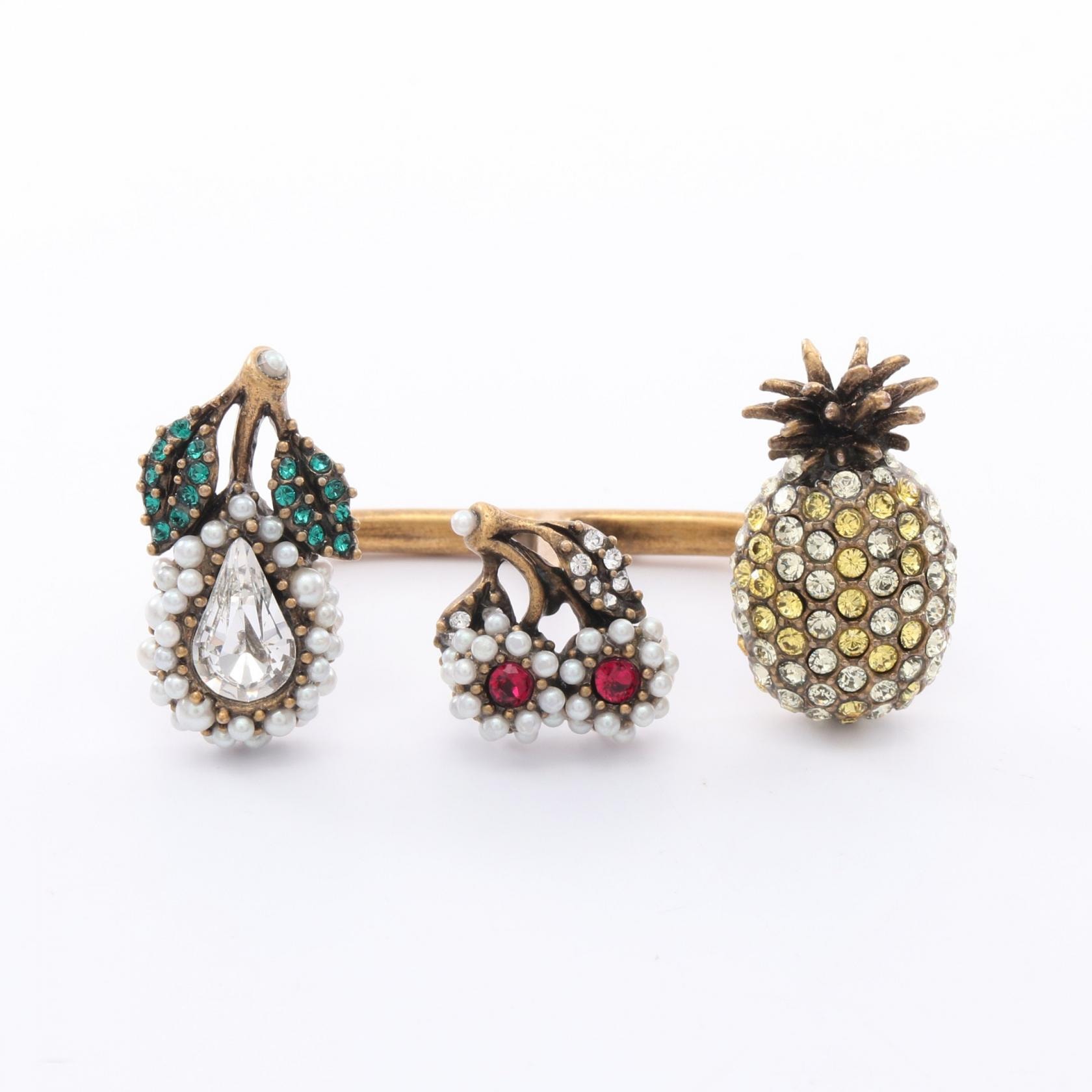 グッチ GUCCI リング・指輪 ジュエリー GP(ゴールドメッキ) フェイクパール / ラインストーン レディース ゴールド系 / マルチカラー 【中古】