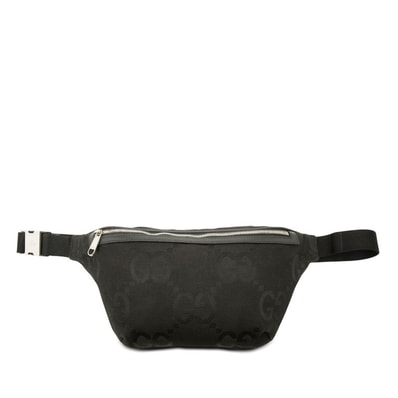 グッチ ジャンボGG ボディバッグ ウエストバッグ 696031 ブラック キャンバス レザー メンズ GUCCI 【中古】