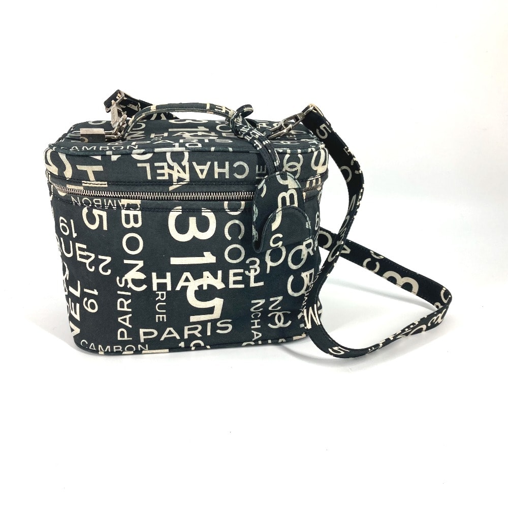 シャネル CHANEL バニティバッグ バイシーライン 2WAY ショルダーバッグ カバン 肩掛け ハンドバッグ キャンバス ブラック