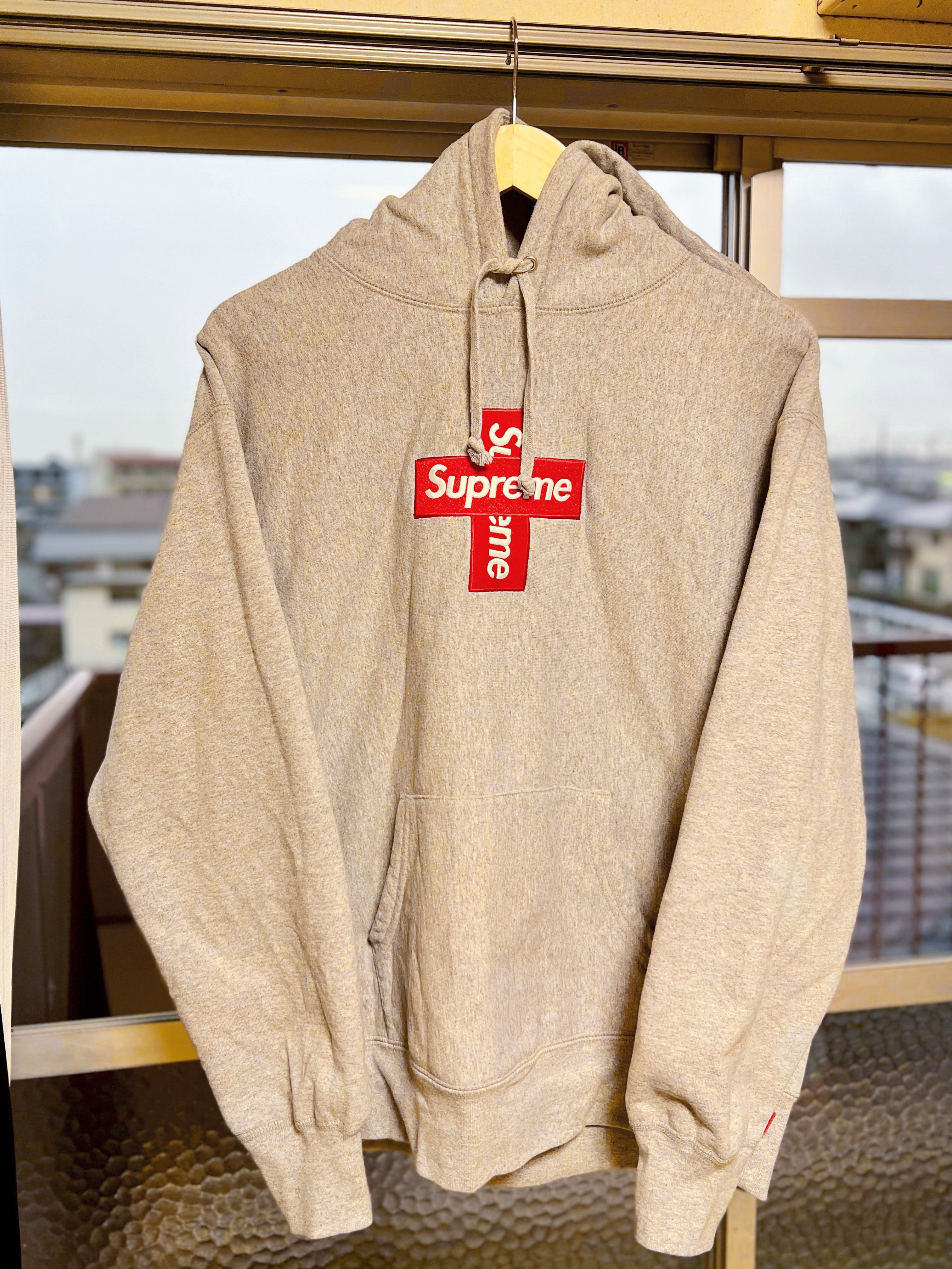 Supreme Cross Box Logo Hooded Sweatshirt "Grey"