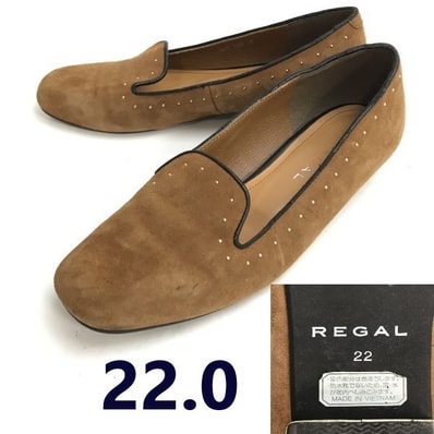 良品★リーガル/REGAL★ヌバックレザー/ローヒールパンプス【size:22.0/茶/brown】フラットシューズ/pumps/Shoes◆sQ-620