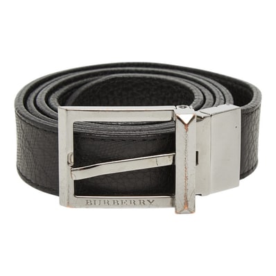 バーバリー チェック ベルト ブラック レザー メンズ BURBERRY 【中古】