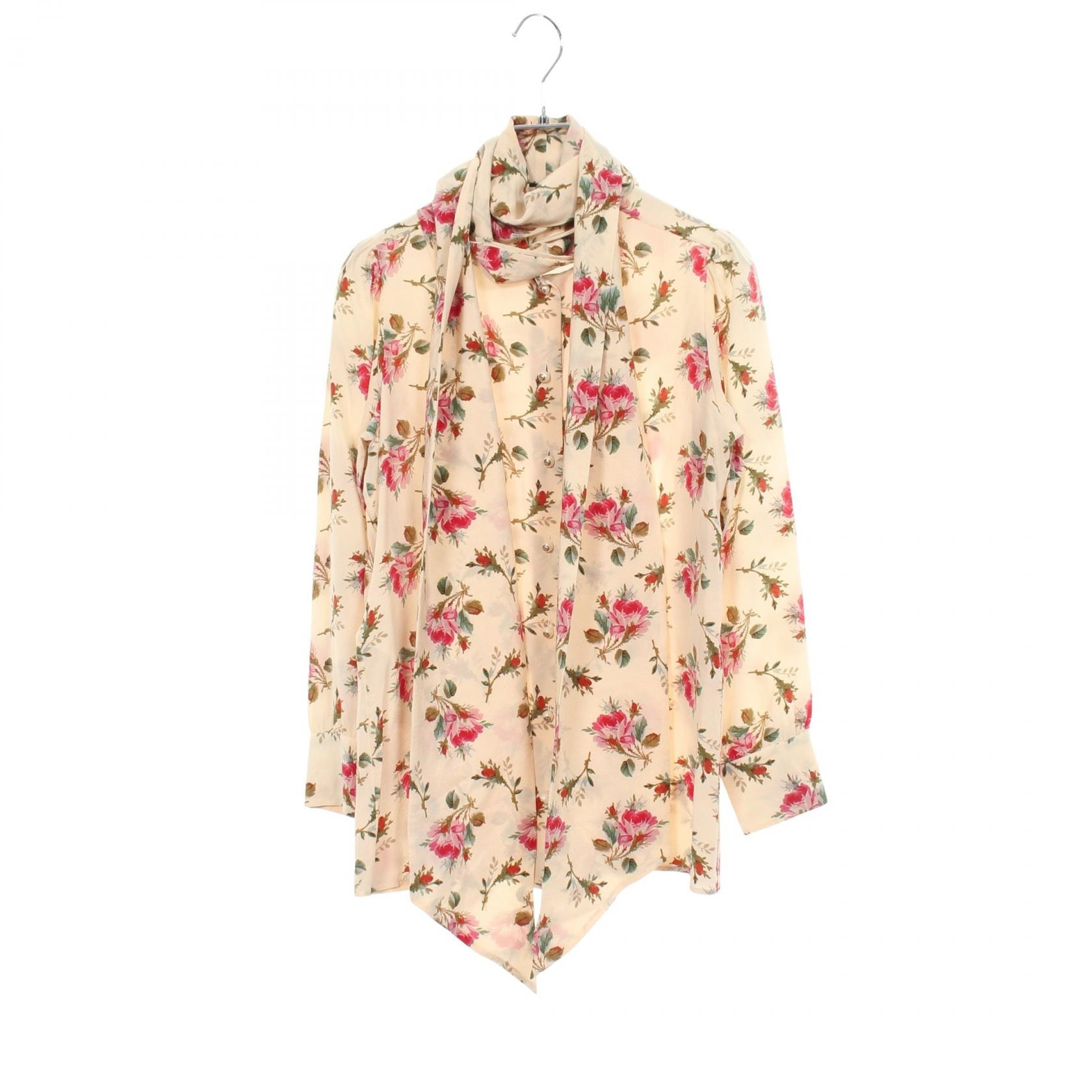 グッチ GUCCI 花柄 ブラウス ボウタイ 衣料品 トップス シルク レディース アイボリー系 / マルチカラー 467085 【中古】