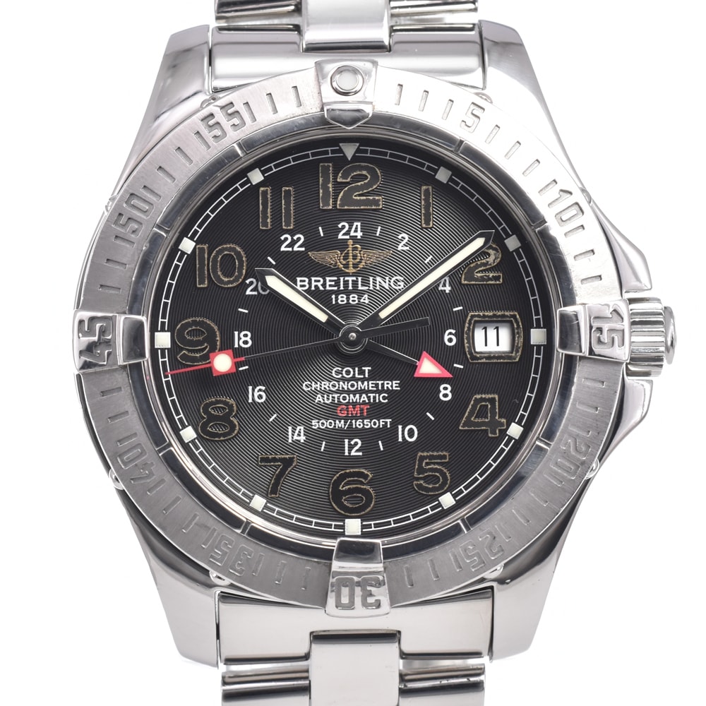 ブライトリング BREITLING A32350 コルト ブラック 自動巻き メンズ 良品 箱・保証書付き 腕時計 O#150327