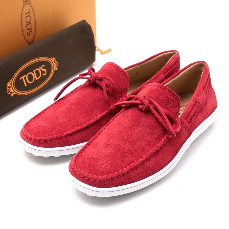 ■未使用品■TOD'S トッズ LACCETTO GUSCIO 15C ローファー サイズ5 ドライビングシューズ スリッポン 靴 スエードレザー レッド イタリア製 20241218/RA2560