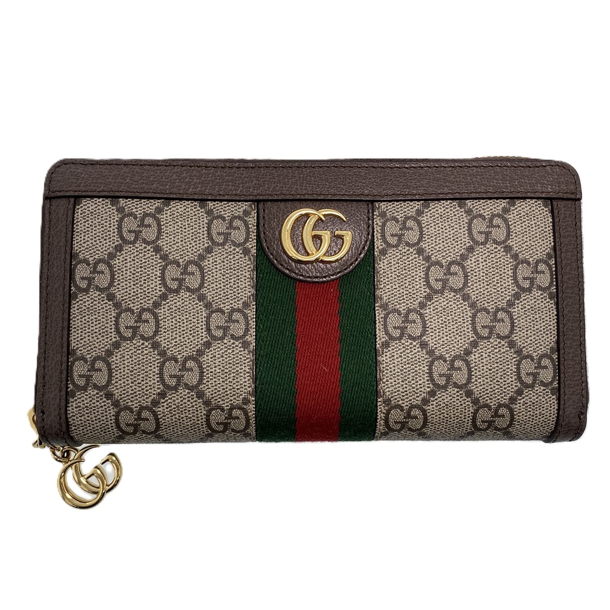 GUCCI グッチ オフィディア GG ジップアラウンドウォレット 長財布 523154 GGスプリームキャンバス ブラウン  レディース【中古】