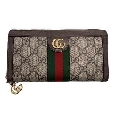 GUCCI グッチ オフィディア GG ジップアラウンドウォレット 長財布 523154 GGスプリームキャンバス ブラウン レディース【中古】
