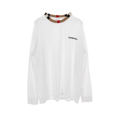 バーバリー BURBERRY JARRAD チェックネック カットソー 衣料品 トップス コットン メンズ ホワイト系 【中古】