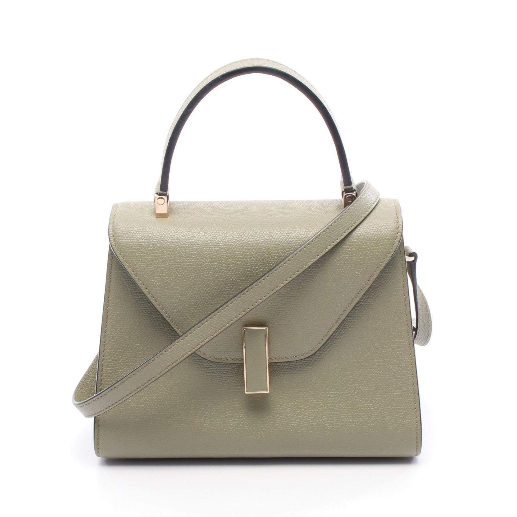 ヴァレクストラ Valextra ミニ イジィデ ハンドバッグ バッグ レザー レディース カーキ系 WBES0036028LOC99WW 【中古】