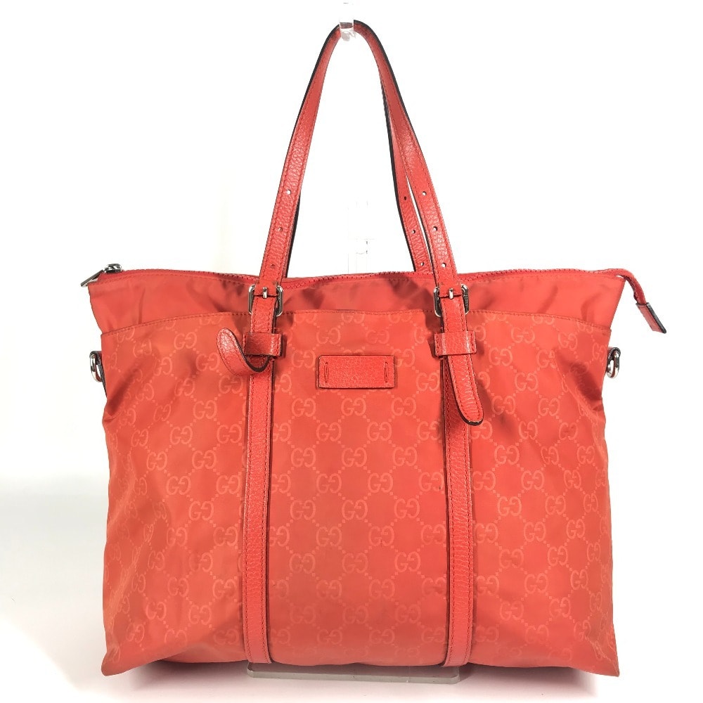グッチ GUCCI 387067 GG ロゴ カバン トートバッグ ハンドバッグ 肩掛け ショルダーバッグ ナイロン オレンジ
