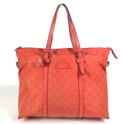 グッチ GUCCI 387067 GG ロゴ カバン トートバッグ ハンドバッグ 肩掛け ショルダーバッグ ナイロン オレンジ