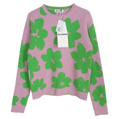 JIL SANDER ジルサンダー ニット 24SS J52GP0022 ウール混 フラワー 総柄 ニット セーター ピンク系 34【中古】
