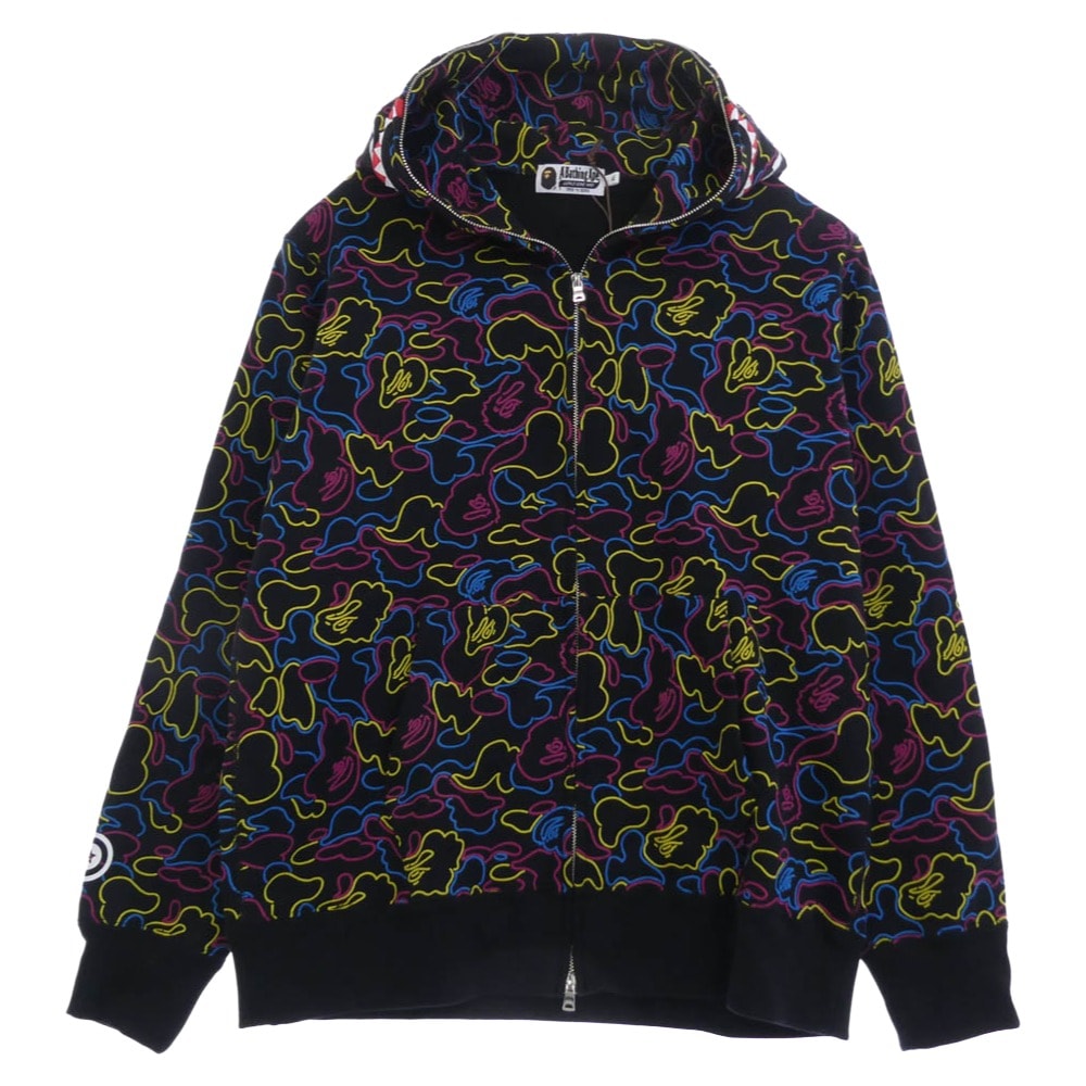 A BATHING APE アベイシングエイプ パーカー 001ZPL301009M SHARK HOODIE シャーク ジップ パーカー フーディー ブラック系 XL【中古】