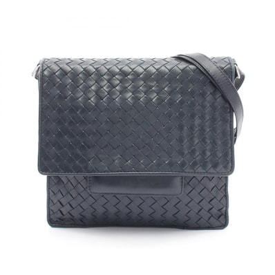 ボッテガヴェネタ BOTTEGA VENETA イントレチャー ト ショルダーバッグ バッグ レザー メンズ レディース ネイビー系 【中古】