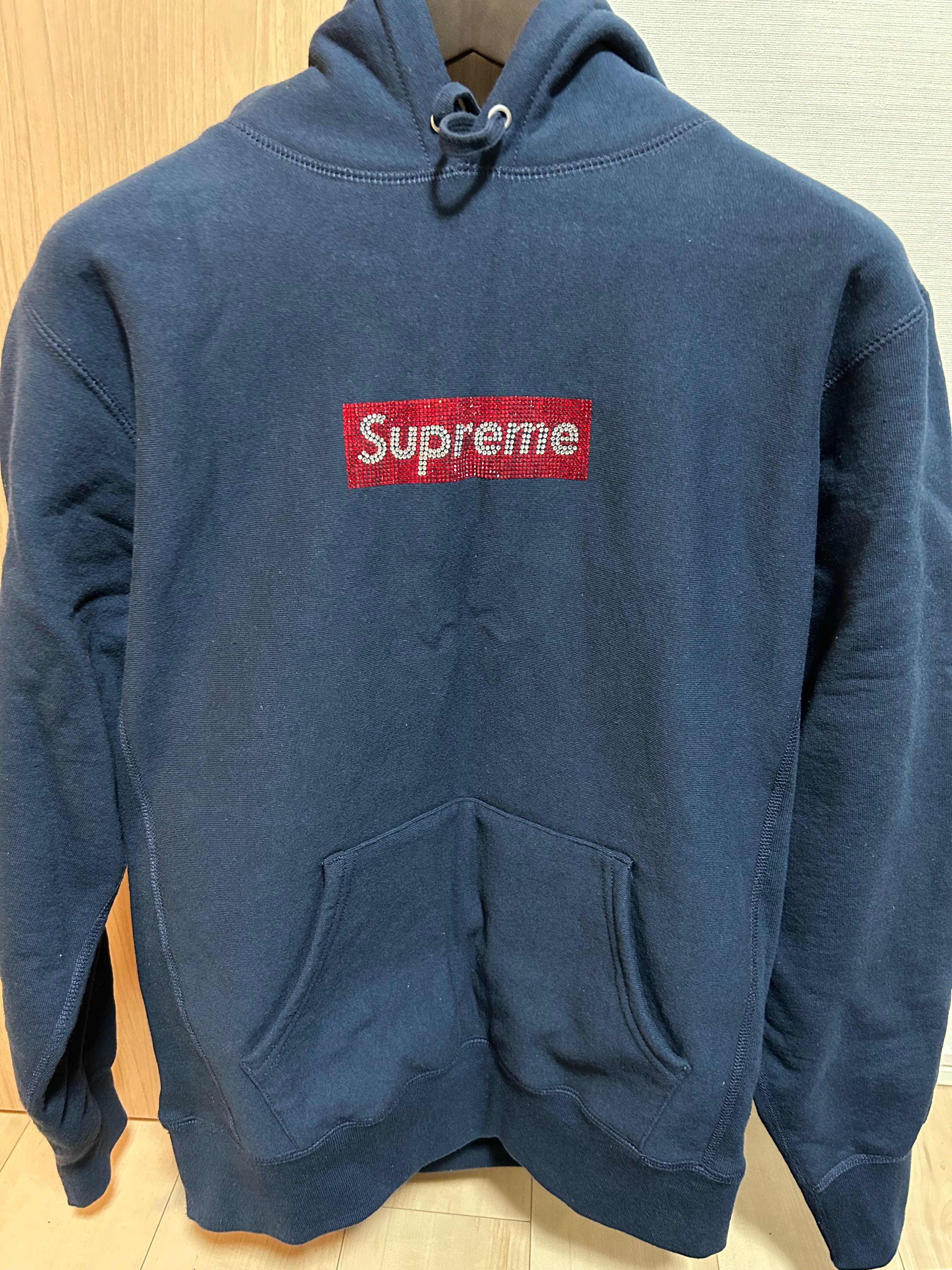 Supreme / Swarovski® Box Logo Hooded Sweeatshirt "Navy"