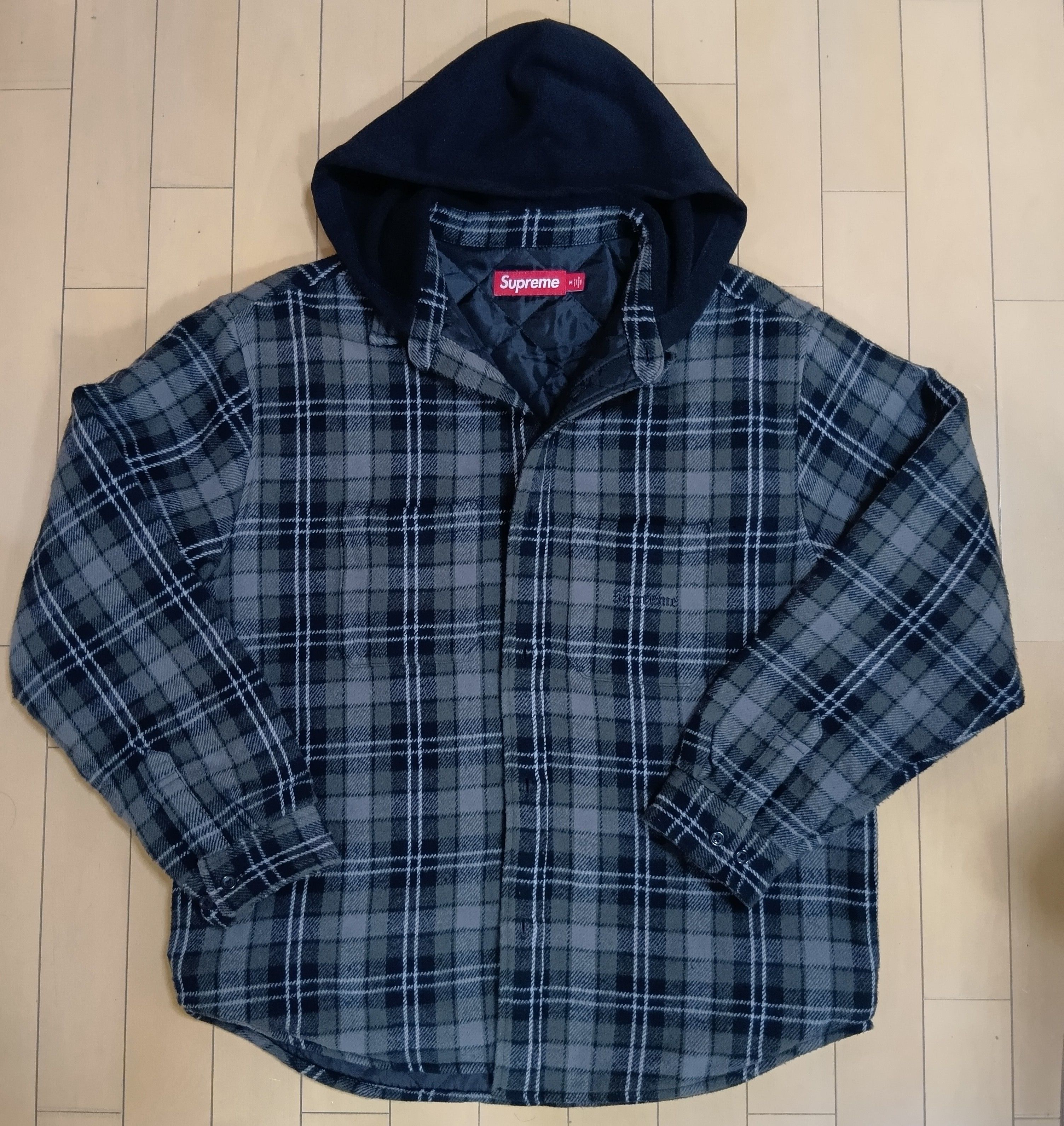 Supreme Tartan Flannel Hooded Shirt "Black"
