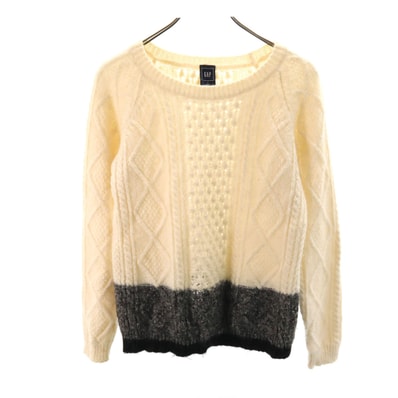 GAP ギャップ モヘヤブレンド バイカラー 長袖 セーター S ホワイト系 ニット