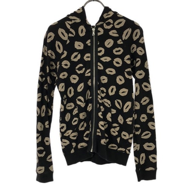 MARC BY MARC JACOBS マークバイマークジェイコブス 総柄 長袖 スウェット ジップパーカー XS ブラック