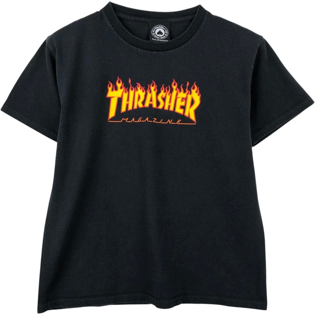 古着 スラッシャー THRASHER ファイヤーパターン サーフ スケートTシャツ レディースM相当/eaa620409