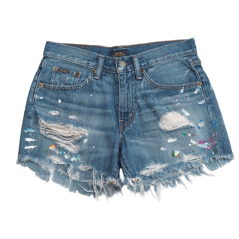 POLO RALPH LAUREN ポロ・ラルフローレン CROSBY RELAXED SHORT ショートパンツ サイズ24 デニム ダメージ加工 ハーフパンツ ブランド古着【中古】20260518/RA9370