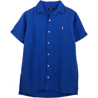 古着 ラルフローレン Ralph Lauren POLO RALPH LAUREN 半袖 オープンカラー リネンシャツ ボックスシャツ メンズS相当/eaa659122
