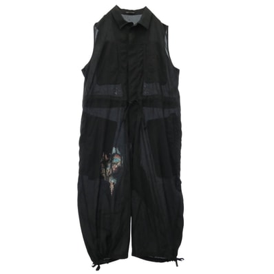 Yohji Yamamoto POUR HOMME ヨウジヤマモトプールオム 26SS HP-I06-860 CU/C LAWN MESSAGE PRINTED OVERALLS ステンドグラス メッセージプリント ノースリーブ オーバーオール 1【中古】