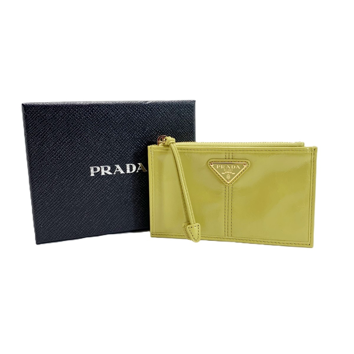 PRADA プラダ カードケース フラグメントケース イエロー ゴールド金具 箱有
