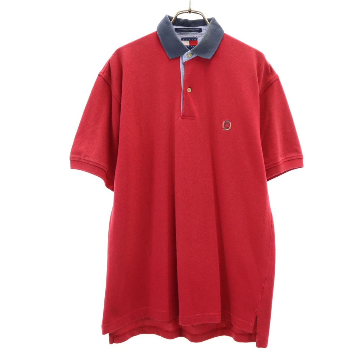 TOMMY HILFIGER トミーヒルフィガー 半袖 ポロシャツ L レッド 鹿の子