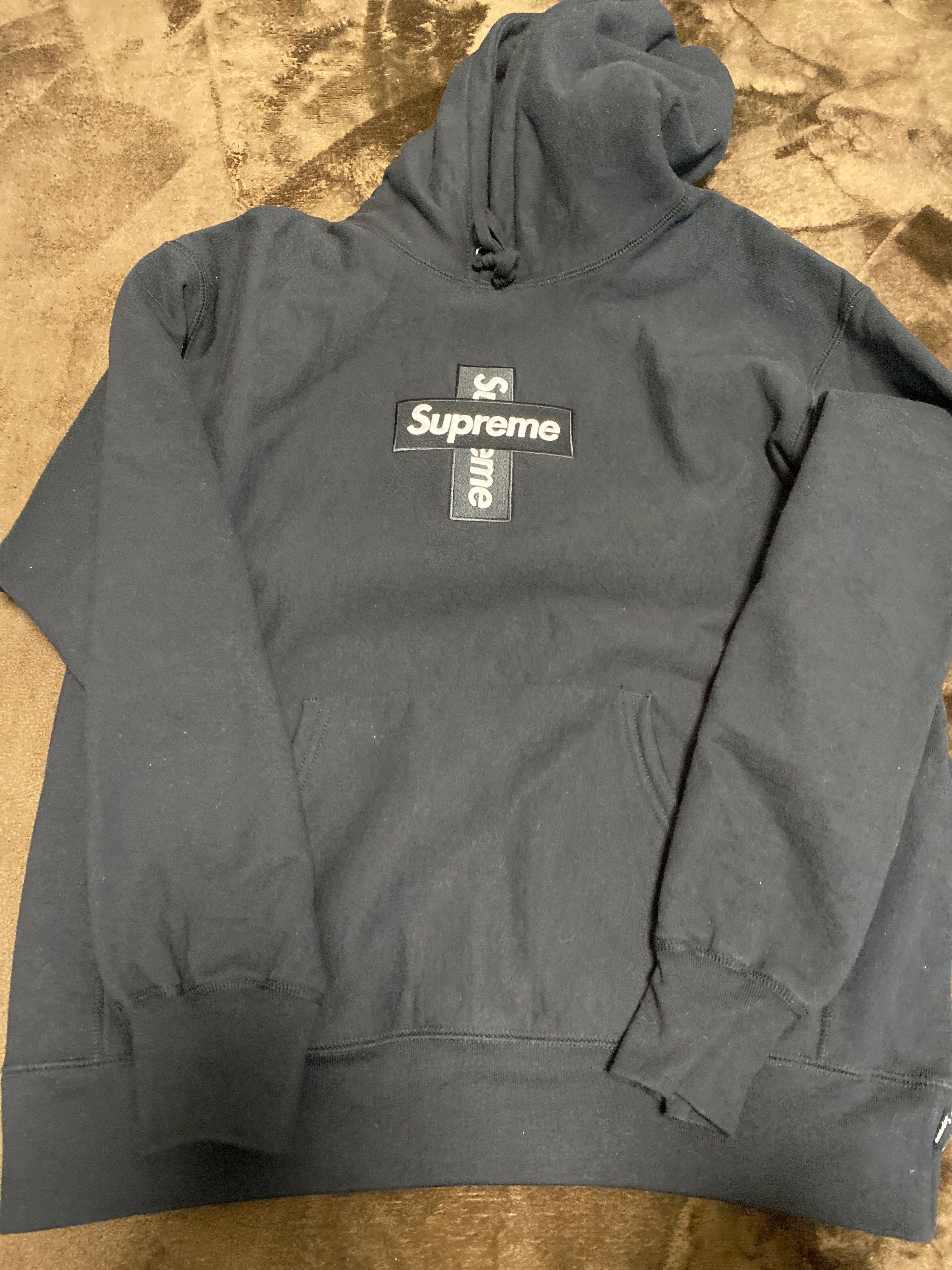 Supreme Cross Box Logo Hooded Sweatshirt "Black"