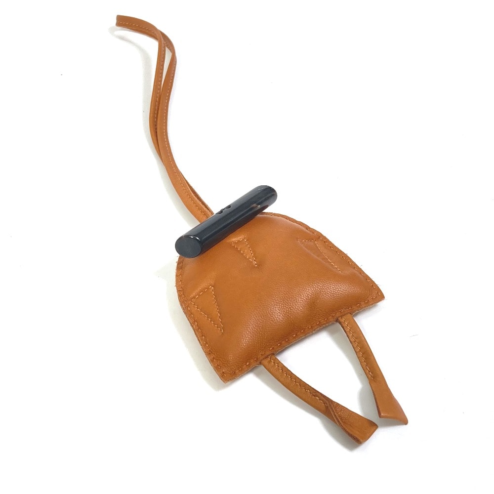 エルメス HERMES プティアッシュ petit h フクロウ キーホルダー カバン チャーム バッグチャーム レザー ブラウン