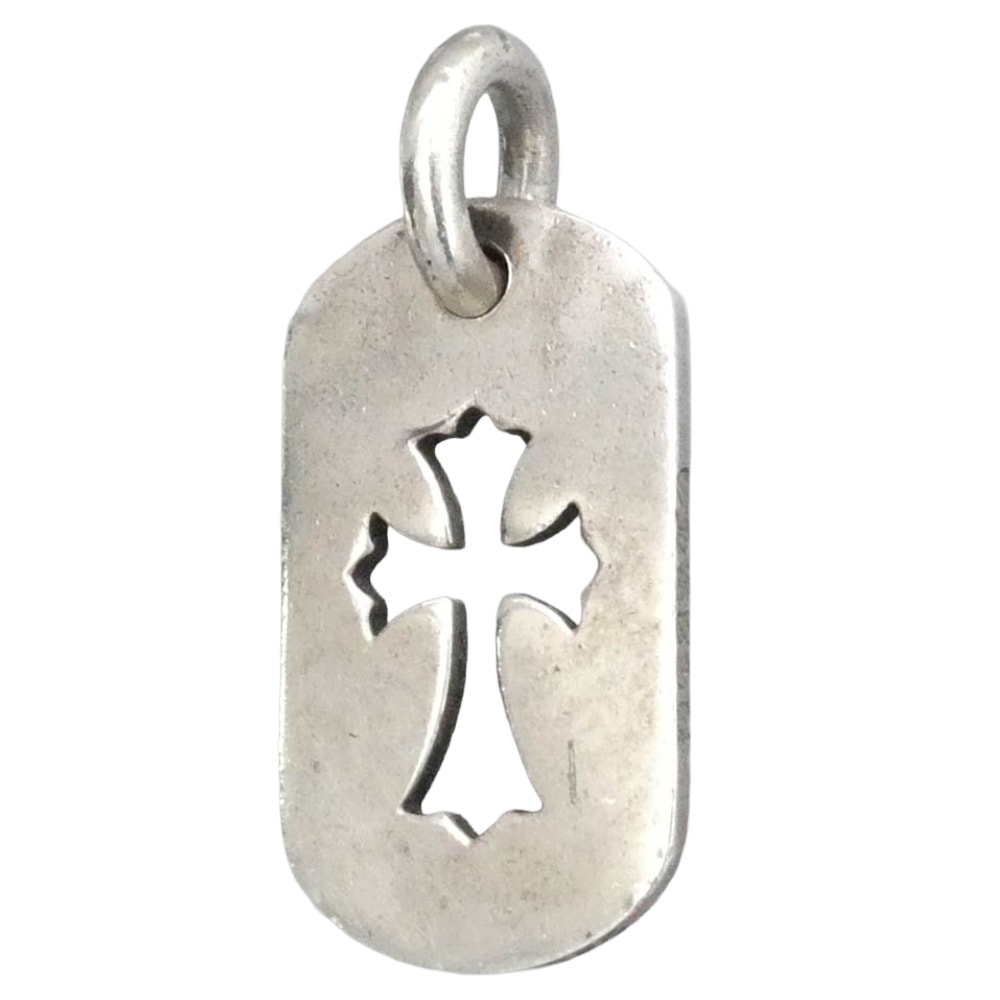 CHROME HEARTS クロムハーツ(原本無) D TAG SML CO CRS カットアウトクロス スモール ドッグタグ ペンダントトップ シルバー系【中古】