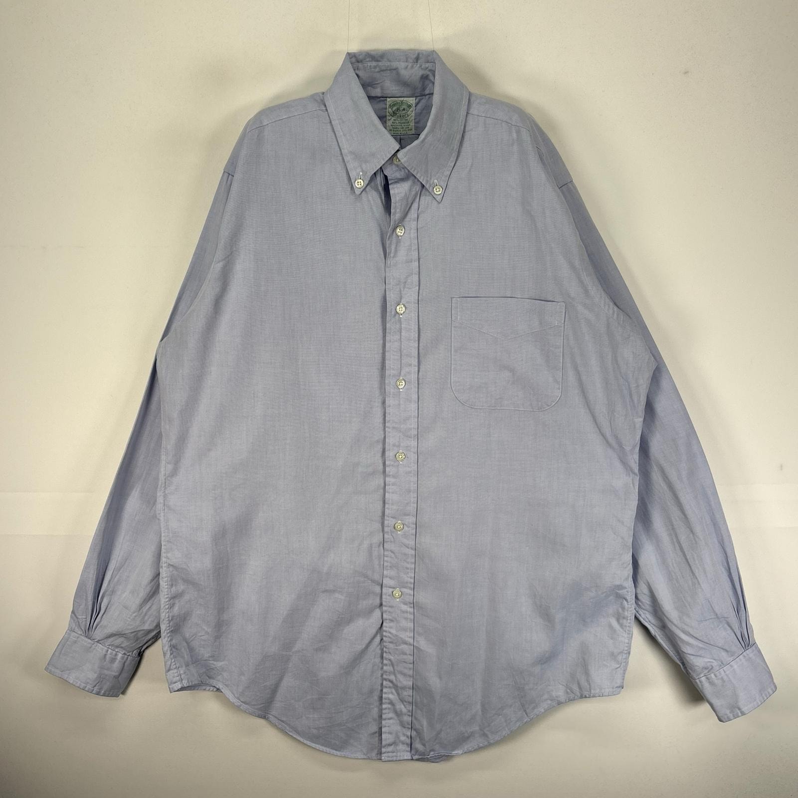 古着 80's~90's/80年代~90年代 ヴィンテージ ブルックスブラザーズ Brooks Brothers 長袖シャツ ボタンダウン Makers M  ブルー系 無地 メンズ