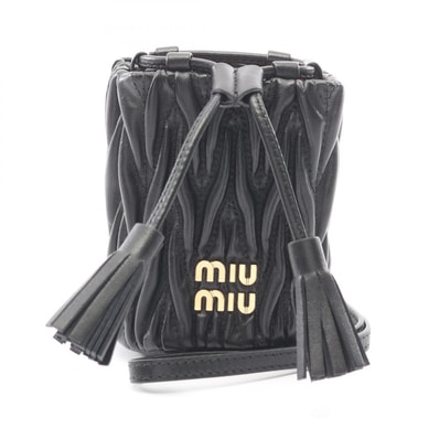 ミュウ ミュウ Miu Miu マテラッセ マイクロバッグ ショルダーバッグ バッグ レザー レディース ブラック系 5NR026 【中古】