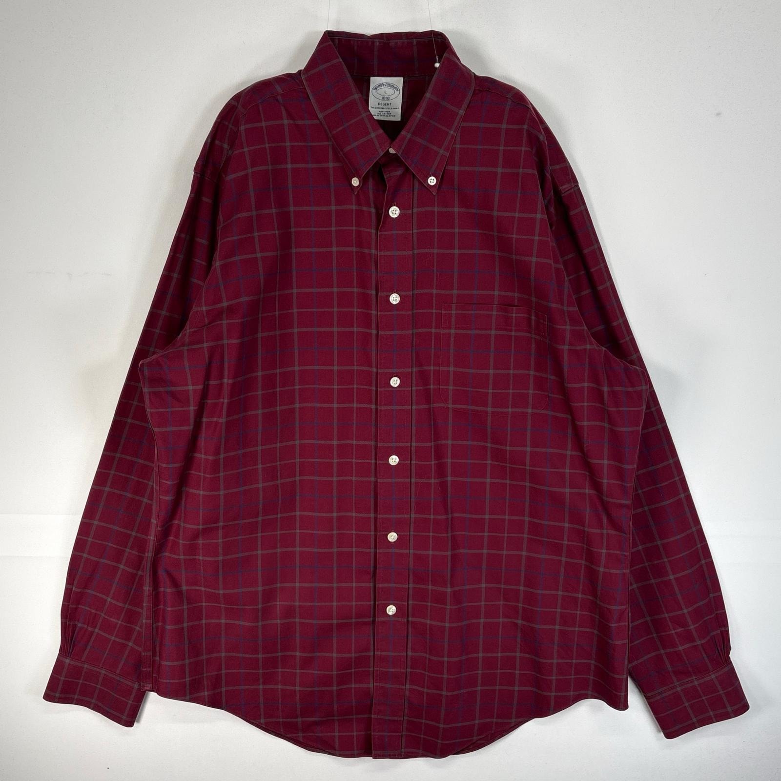 古着 ブルックスブラザーズ Brooks Brothers 長袖シャツ チェック 胸ポケ 1818 REGENT L  レッド系 マルチカラー メンズ