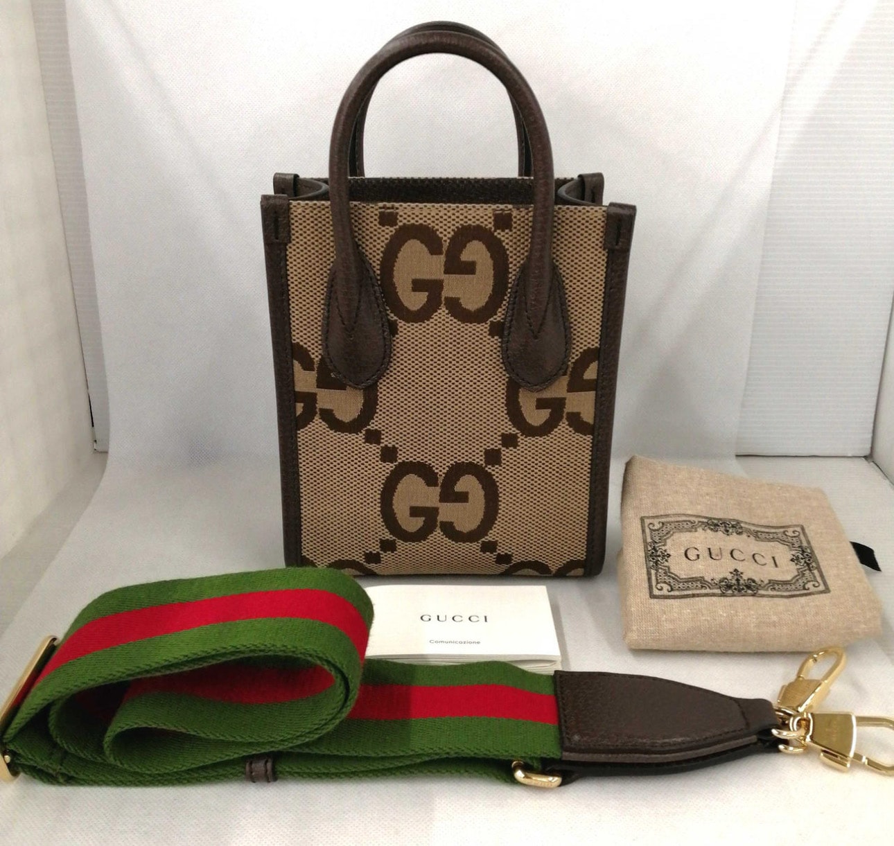 GUCCI Jumbo GG Mini Tote Bag "Camel/Ebony"