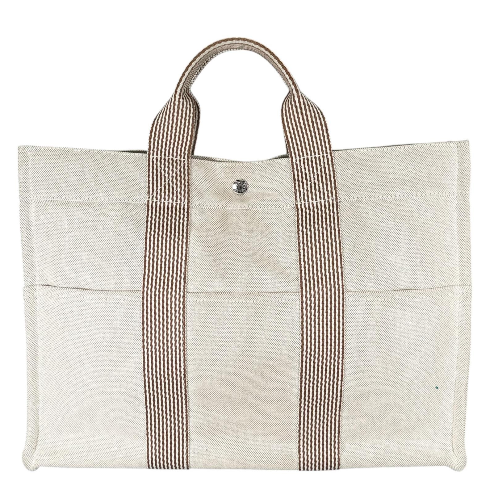 HERMES エルメス ニューフルトゥMM ハンドバッグ コットン ベージュ レディース【中古】