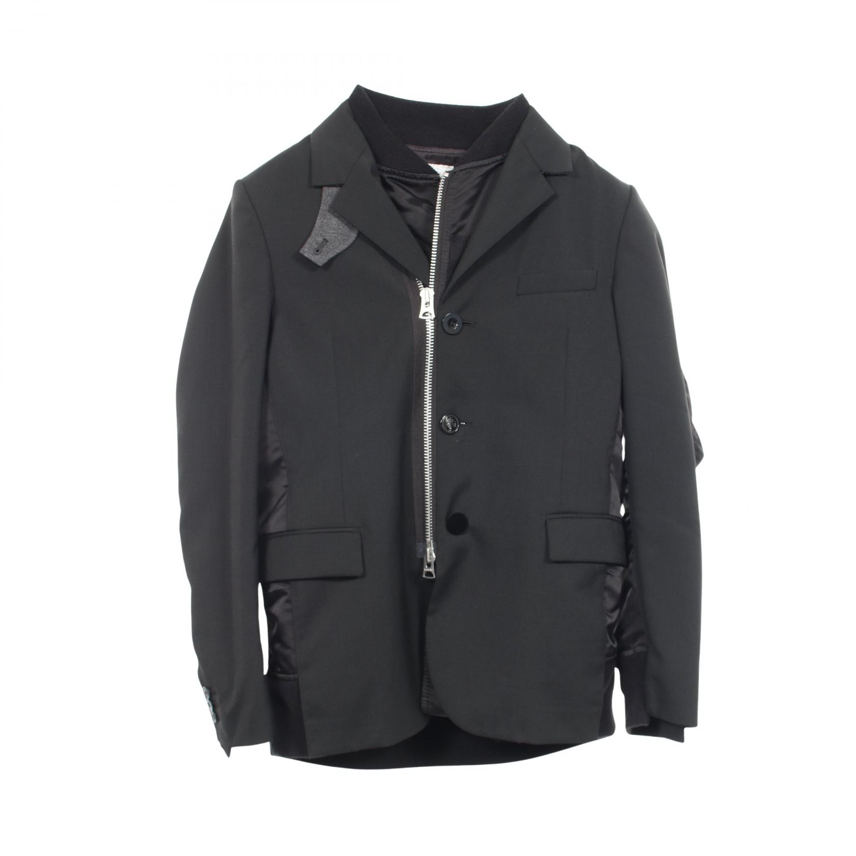サカイ Sacai Suiting MA-1 衣料品 アウター ウール ポリエステル メンズ ブラック系 21-02456M 【中古】