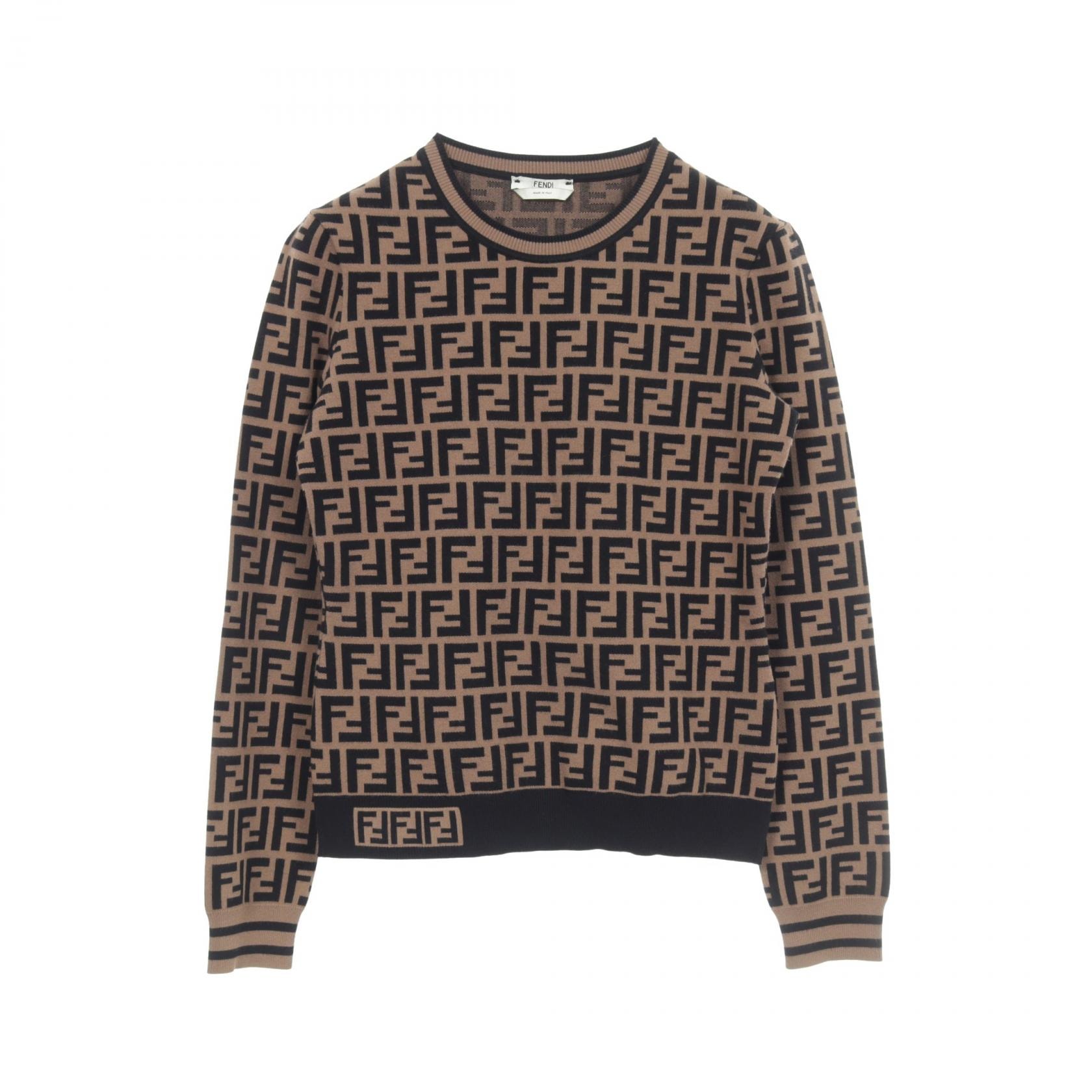 フェンディ FENDI ズッカ 長袖 ニット 衣料品 トップス レーヨン ポリエステル レディース ベージュ系 / ブラック系 【中古】