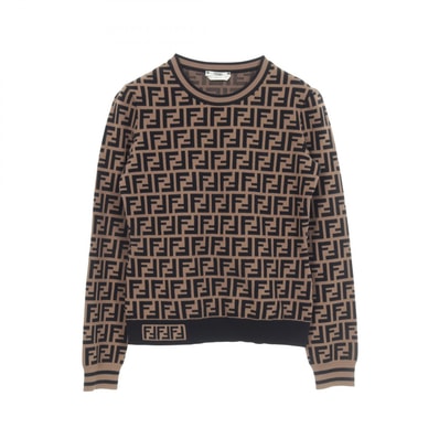 フェンディ FENDI ズッカ 長袖 ニット 衣料品 トップス レーヨン ポリエステル レディース ベージュ系 / ブラック系 【中古】
