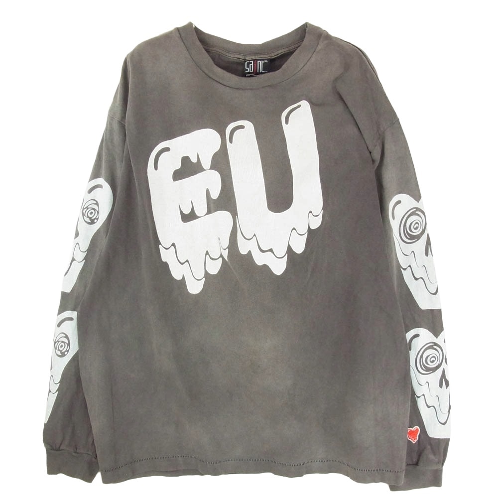 SAINT MICHAEL セントマイケル カットソー 21AW EU-A21-0000-055 × Emotionally Unavailable EU STM LS T エモーショナリーアンアベイラブル プリント ロングスリーブ USED 加工 【中古】