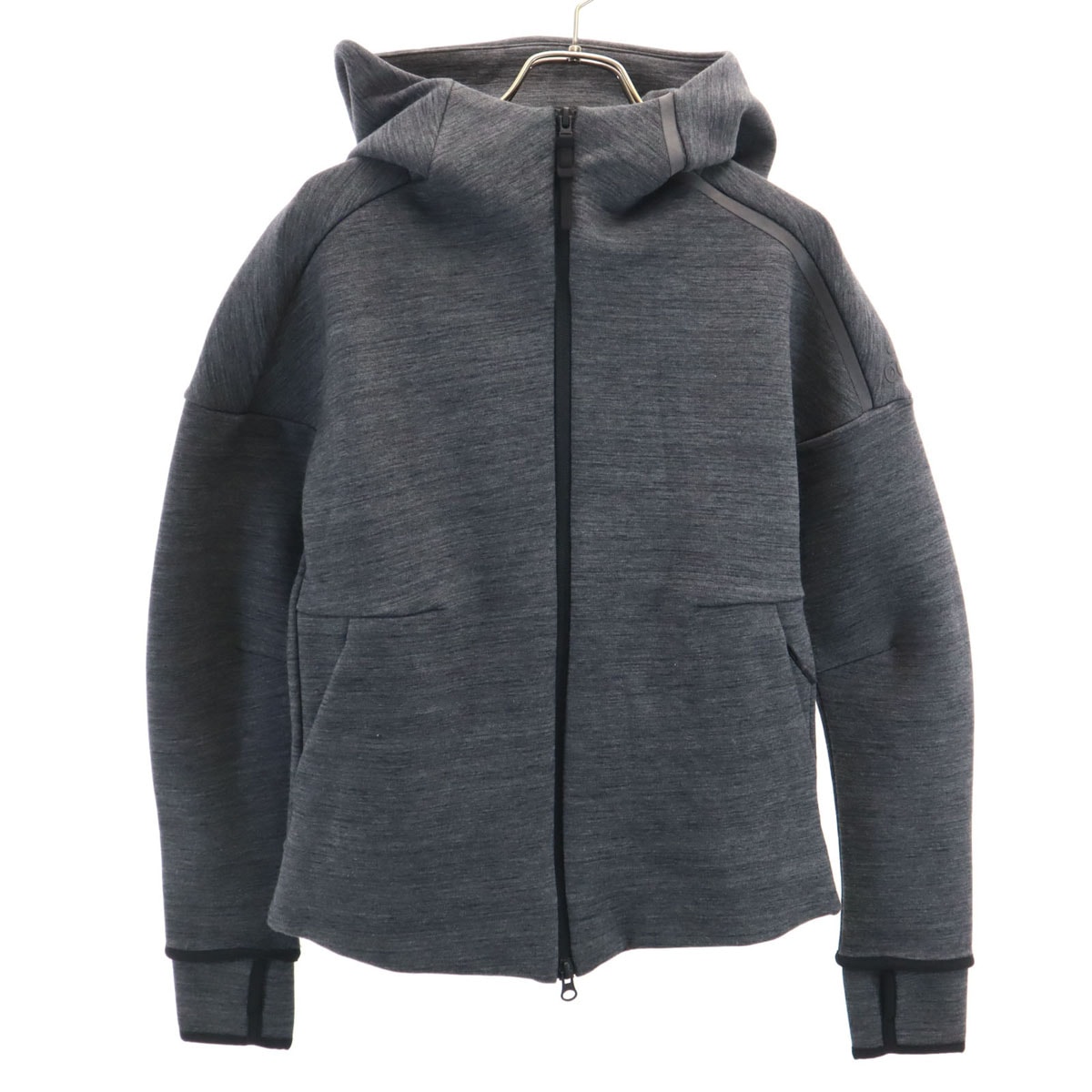 adidas アディダス 長袖 ストームヘッダー ジップパーカー L チャコールグレー